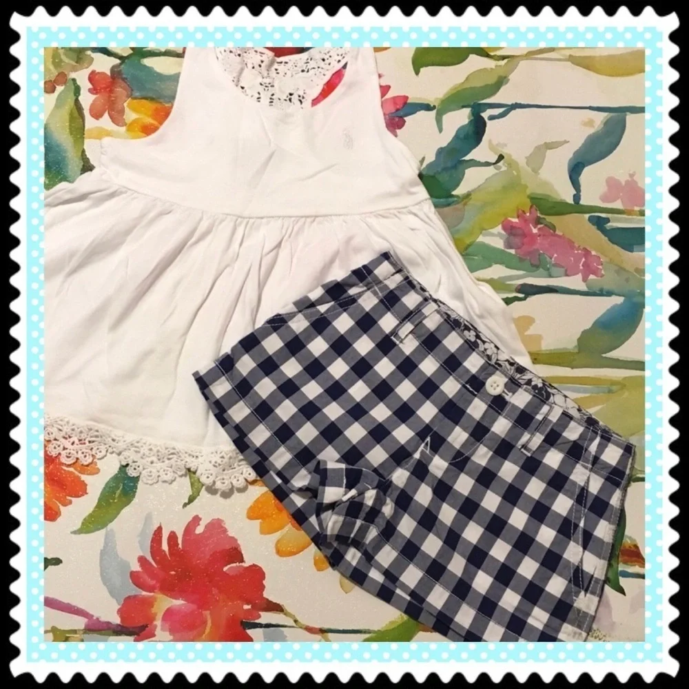 💕🦋POLO Ralph Lauren lovely set girls size 4 white and blue
